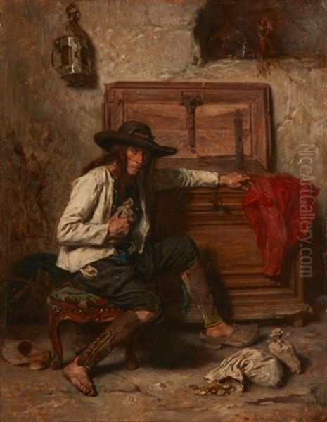 Paysan Breton Et Son Or Oil Painting by Alexandre Marie Guillemin