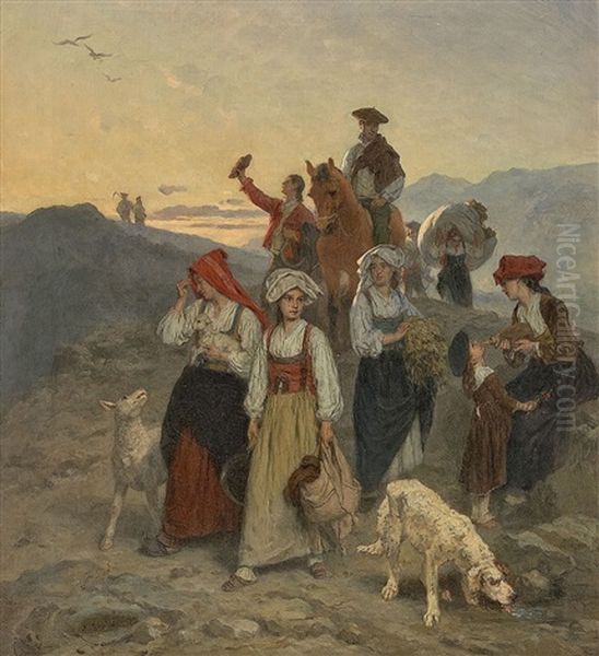 Ruckkehr Von Der Feldarbeit Oil Painting by Alexandre Marie Guillemin