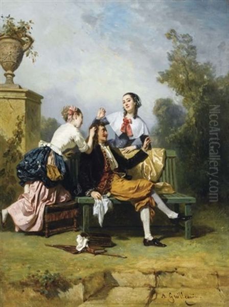 Les Premiers Cheveux Blancs Oil Painting by Alexandre Marie Guillemin