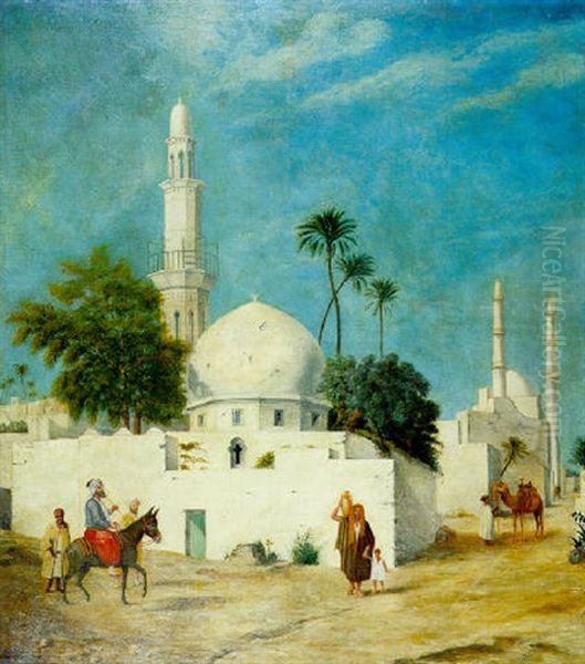 Aux Abords De La Mosquee Oil Painting by Alexandre Marie Guillemin