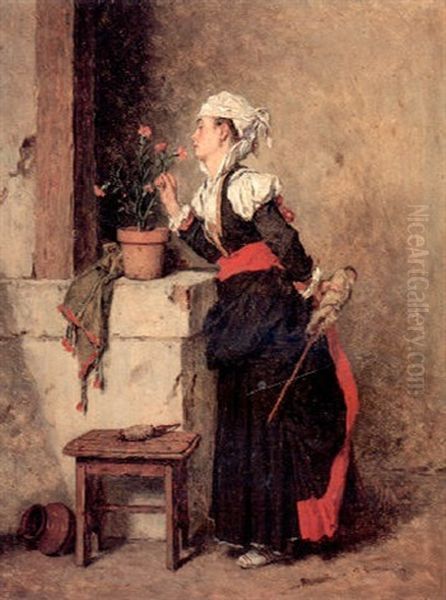 Carnations Oil Painting by Alexandre Marie Guillemin