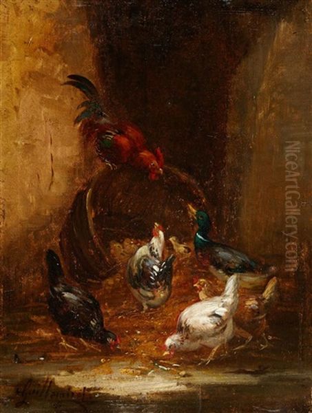 Scene De Basse Cour Oil Painting by Antoine Guilleminet