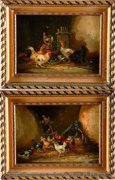 Scenes De Basse-cour (pair) Oil Painting by Claude Guilleminet