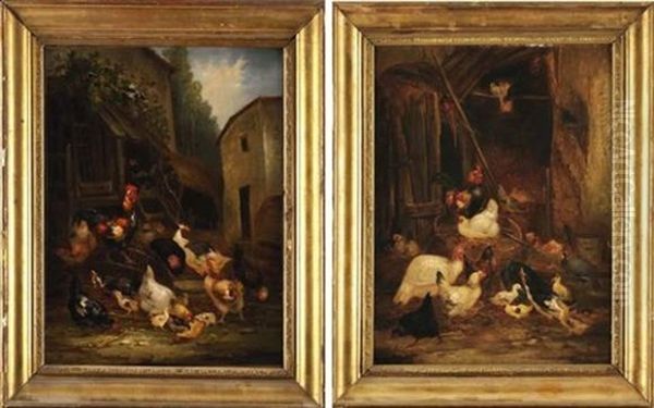 Scenes De Basse-cour (pair) Oil Painting by Claude Guilleminet