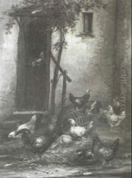 Coqs, Poules Et Canards Oil Painting by Claude Guilleminet