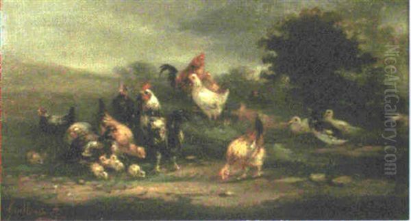 A Corner Of The Farmyard Oil Painting by Claude Guilleminet