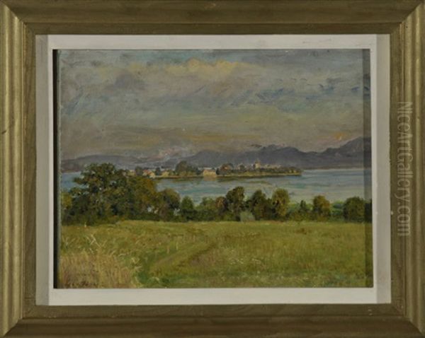 Chiemseelandschaft Mit Blick Auf Die Fraueninsel An Einem Sommertag Oil Painting by Franz Paul Maria Guillery