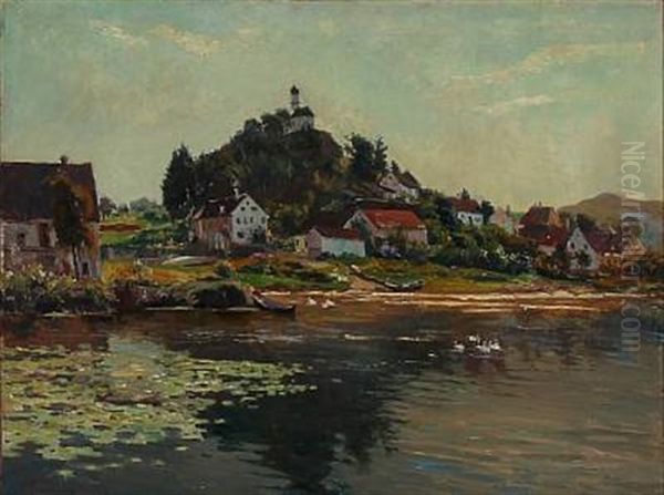 Summer Day On A River Bank In Germany Oil Painting by Franz Paul Maria Guillery