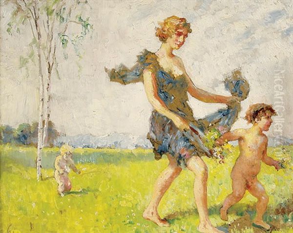 Allegory Of Spring Oil Painting by Franz Paul Maria Guillery