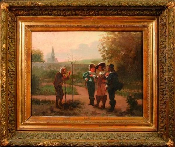 Le Vieillard Et Les Trois Jouvanceaux Oil Painting by Eugene-Antoine Guillon