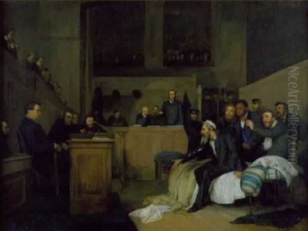 The Trial Of John Brown And His Accomplices, Before The Court At Charleston, West Virginia Oil Painting by Eugene-Antoine Guillon