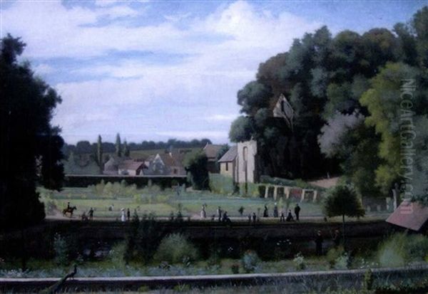 Parc Du Chateau De Goussonville Oil Painting by Eugene-Antoine Guillon