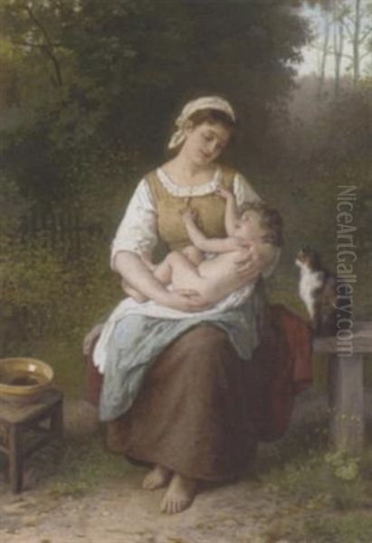 A Tender Moment Oil Painting by Eugene-Antoine Guillon