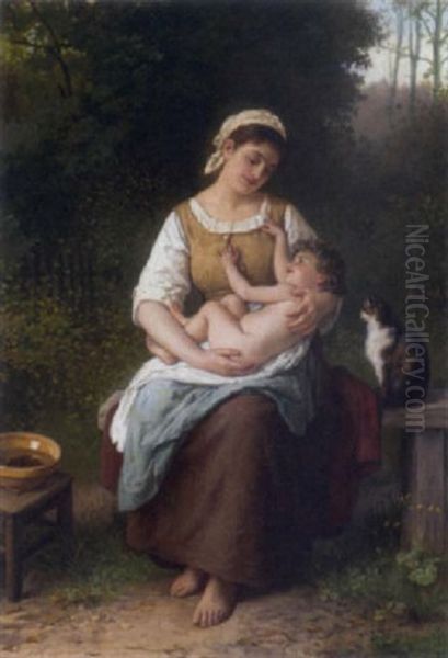 A Tender Moment Oil Painting by Eugene-Antoine Guillon