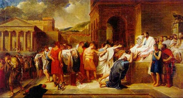 Brutus Condemning His Sons To Death Oil Painting by Guillaume Guillon-Lethiere