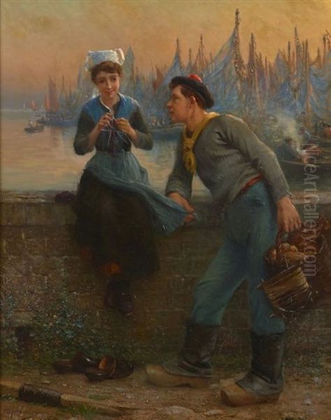 La Galante Conversation Du Marin Oil Painting by Alfred Guillou