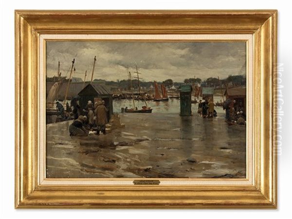 Harbor Of Corncarneau Oil Painting by Alfred Guillou