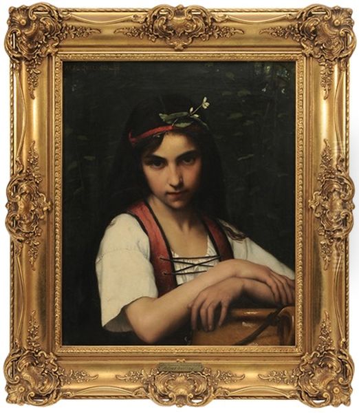 Portrait Of A Young Girl Oil Painting by Alfred Guillou