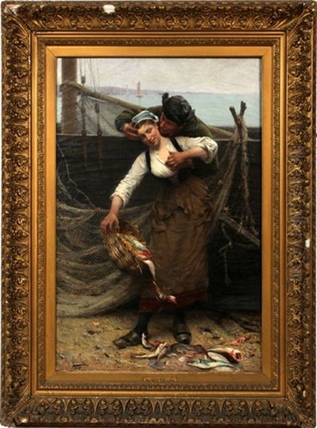 Fisher Girl Oil Painting by Alfred Guillou