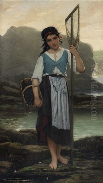 The Mussel Gatherer Oil Painting by Alfred Guillou