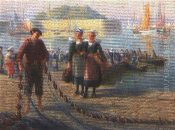 Le Retour De La Peche Oil Painting by Alfred Guillou