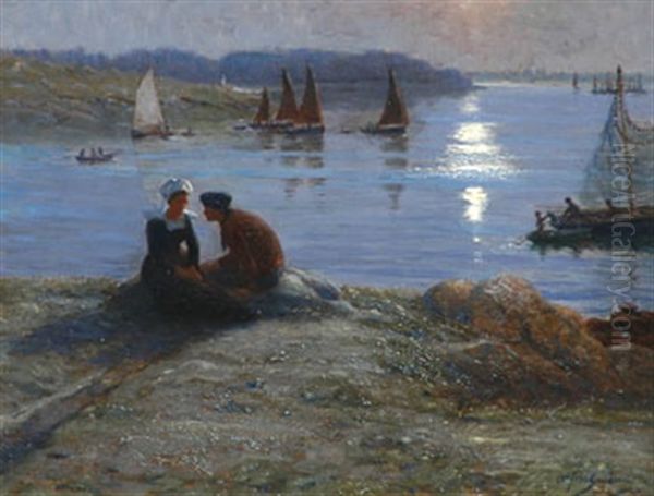 Romance Au Clair De Lune Oil Painting by Alfred Guillou