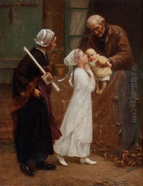 La Premiere Communion Oil Painting by Alfred Guillou