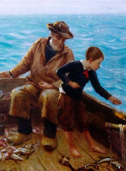 L'apprenti Pecheur Oil Painting by Alfred Guillou