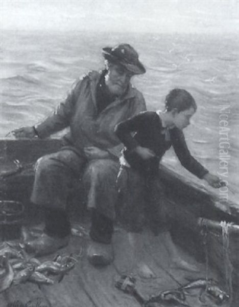 L'apprenti Pecheur Oil Painting by Alfred Guillou