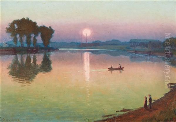 Abenddammerung An Einem See Oil Painting by Charles Victor Guilloux