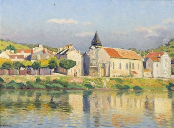 Village En Bordure De Seine Oil Painting by Charles Victor Guilloux