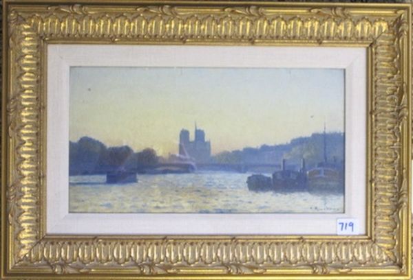 The Seine And Notre-dame At Sunset, Paris Oil Painting by Charles Victor Guilloux