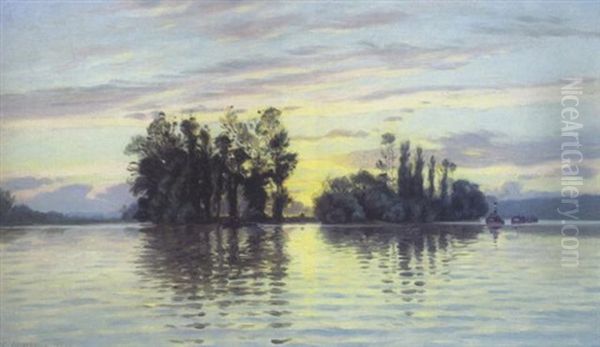 Coucher Du Soleil A Herblay Oil Painting by Charles Victor Guilloux