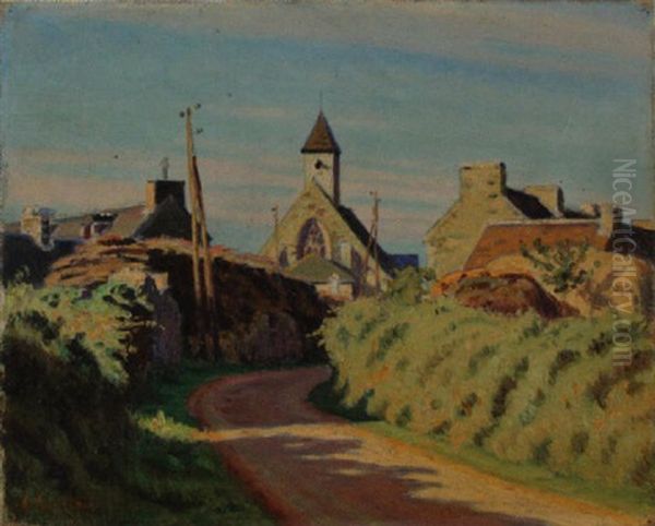 Chemin A L'entree D'un Village Breton Oil Painting by Charles Victor Guilloux