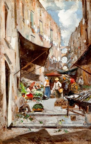 En El Mercado Oil Painting by Anselmo Guinea y Ugalde