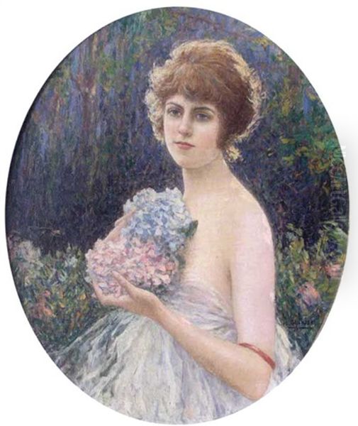 Jeune Fille Aux Fleurs Oil Painting by Henri Jules Guinier