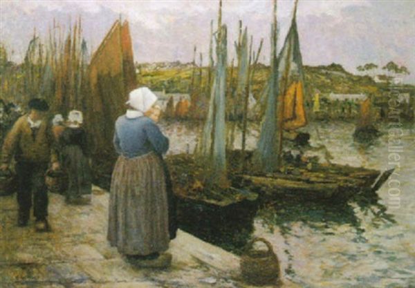 Au Port Oil Painting by Henri Jules Guinier