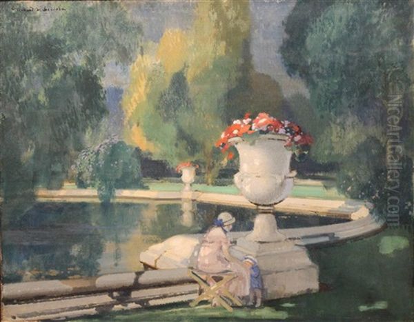 Bassin A Versailles Oil Painting by Lucien Victor Guirand De Scevola