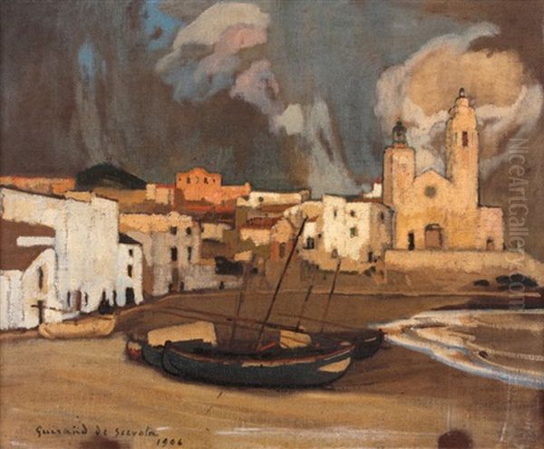 Vue De Cadaques Oil Painting by Lucien Victor Guirand De Scevola