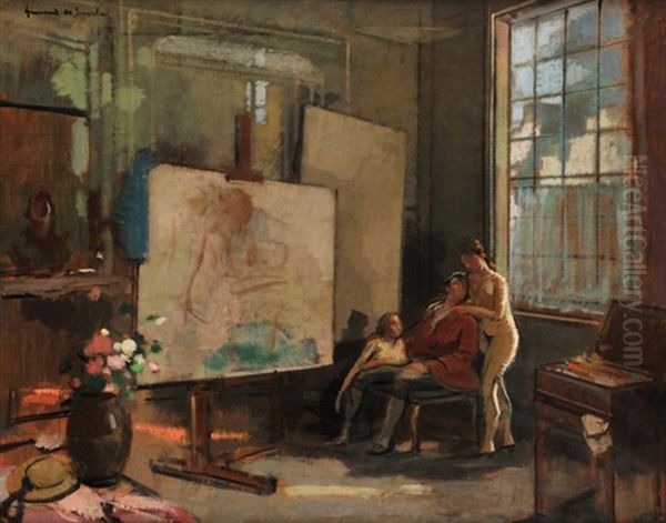 L'atelier Du Peintre Oil Painting by Lucien Victor Guirand De Scevola