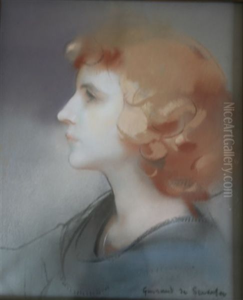 Portrait De Femme Oil Painting by Lucien Victor Guirand De Scevola