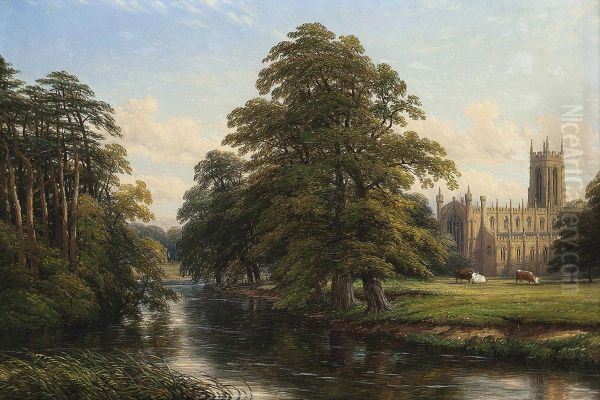 Hampton Lucy Oil Painting by Thomas Baker Of Leamington