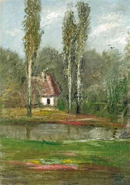 House Between The Trees Oil Painting by Lajos Gulacsy