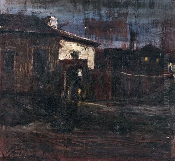 Varosreszlet Oil Painting by Lajos Gulacsy