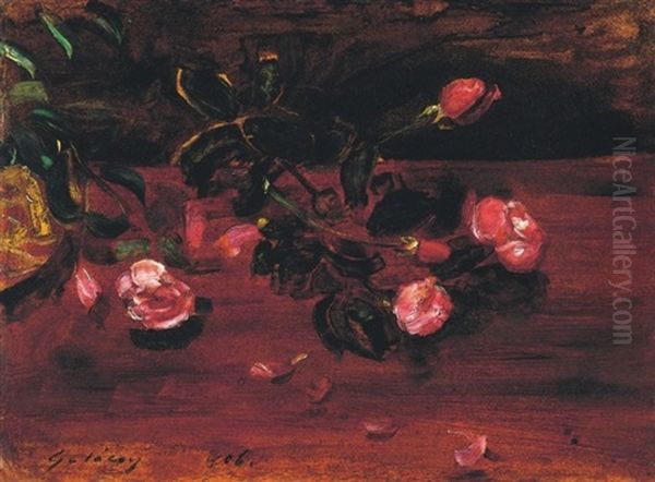 Utolso Rozsak - Last Roses Oil Painting by Lajos Gulacsy