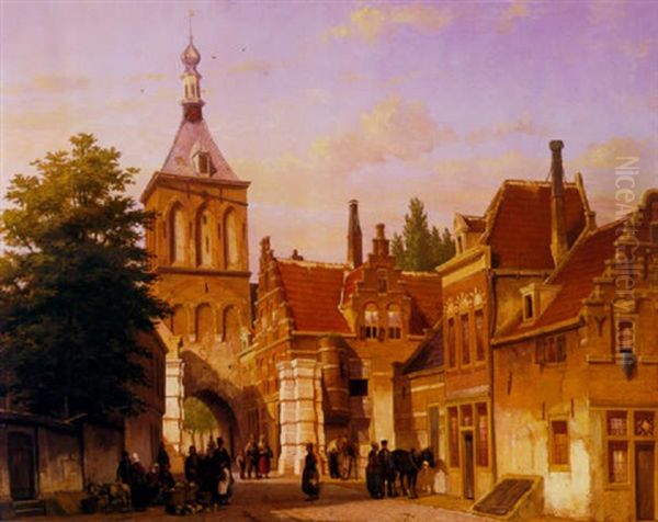 In The Square Oil Painting by Franciscus Lodewijk Van Gulik