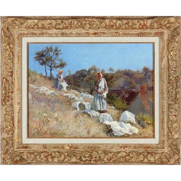 Washerwomen In Provence Oil Painting by Adolphe Ernest Gumery