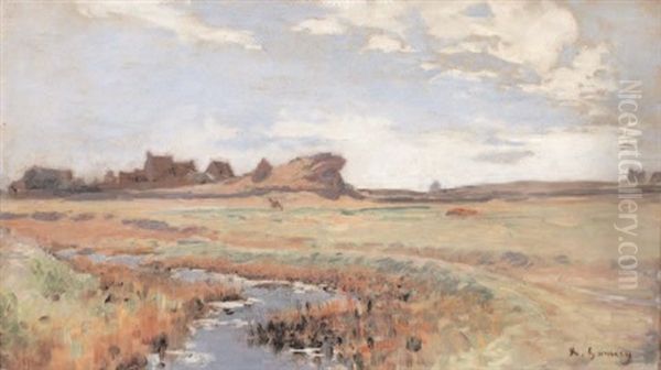 Paysage De Lande Bretonne Oil Painting by Adolphe Ernest Gumery