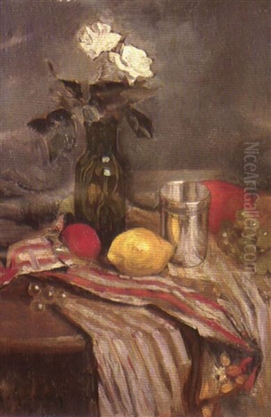 Nature Morte A L'etoffe Oil Painting by Adolphe Ernest Gumery