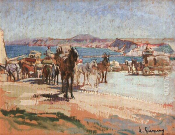 Le Transport De La Recolte Oil Painting by Adolphe Ernest Gumery